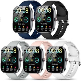 Xininyia GloryFit Smart Watch Bands, 22mm Watchbands for GloryFit T80 T70 T60 T50 P99 P98 Smartwatch, Soft Silicone Adjustable Straps Replacement (5-PACK)