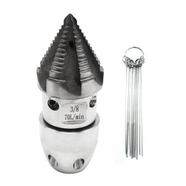 3/8 NPT Sewer Jetter Rotating Nozzle for 70 L/min Pressure Washer Cleaning Nozzle,Quickly Rotating Stainless Steel Drain Pipe Cleaning Nozzle