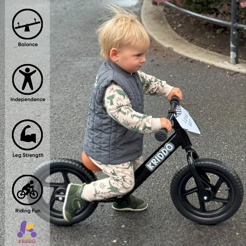 KRIDDO Toddler Balance Bike 2 Year Old,12 Inch Push Bicycle