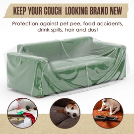 Houseables Loveseat Cover, Plastic Couch Cover, 84”W x 40”D x 36”RH, 18” FH, Clear Plastic Furniture Cover, Plastic Sofa Cover Protector, Heavy Duty Couch Cover, Waterproof Loveseat Cover for Pets