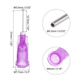 uxcell Industrial Blunt Tip Dispensing Needle with Luer Lock for Liquid Glue Gun, 24G 1/2", 40 Pcs Purple