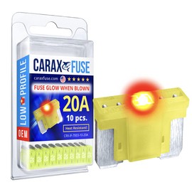 CARAX Glow Fuse – Premium Fuse Low Profile Mini Micro Blade ATT/LP-Mini/APS – 20A Kit 10 pcs – Glow When Blown LED Automotive Fuse – Smart Auto Glow Fuse Easy Identification – 10 pcs.