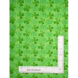 FlashPhoenix Quality Sewing Fabric – St Patricks Day Fabric Shamrocks Green Gold Accent Cotton Fabric by The Yard Size: 36" x 44" Inches