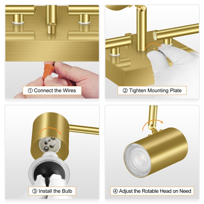 BoostArea 3 Light Track Lighting Fixtures Ceiling, Gold Kitchen Lighting