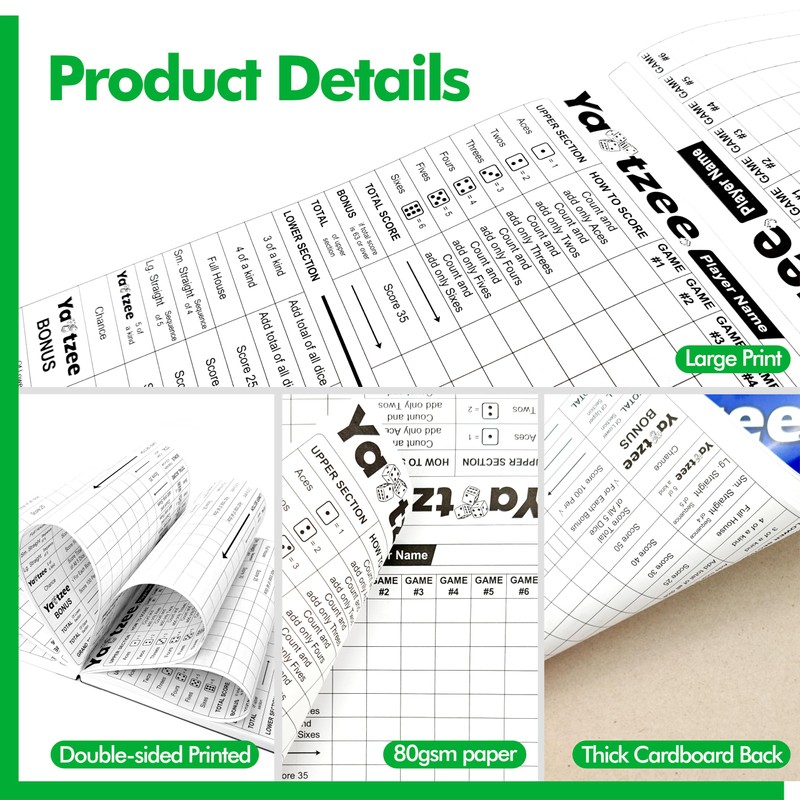 Gethelud 110 Sheets Score Pad for Yahtzee, 220 Tear-Off Pages