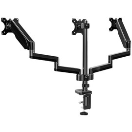 UPGRAVITY Triple Monitor Mount, 3 Monitor Stand Desk Mount for Three Flat/Curved Computer Screens Up to 27”, Fully Adjustable Gas Spring Monitor Arms Hold up to 17.6lbs Each, VESA 75x75/100x100