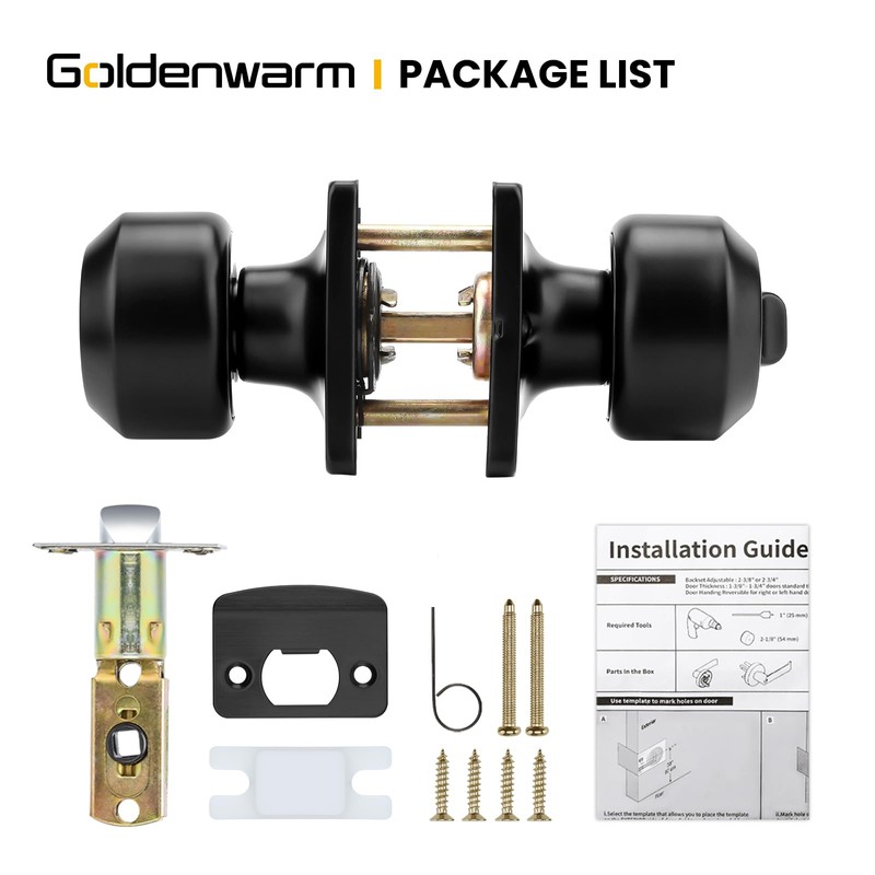 goldenwarm Black Door Knobs, Matte Black Privacy Door Knob Interior,