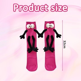 2 PCS Girls Socks Funny Odd Socks Kids, Cute Hand In Hand Funny Gifts for Women Lovers Friends Sisters (Rose Red)