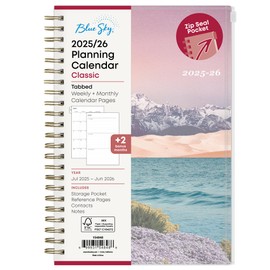 Blue Sky 2025-2026 Weekly and Monthly Academic Year Planner Calendar, July 2025 - June 2026, 5" x 8", Flexible Cover With Zip Pouch, Wirebound, Storage Pocket, Enough to Believe