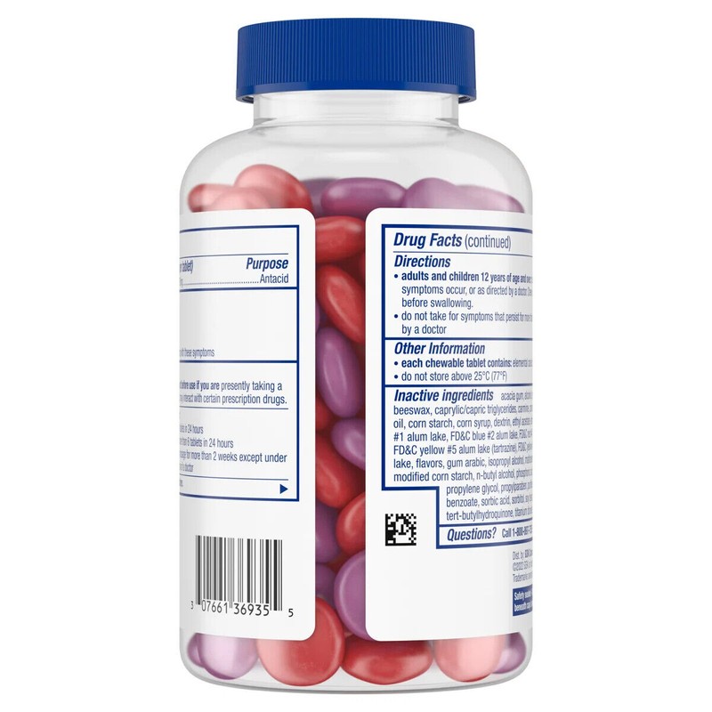 TUMS Antacid Chewy Bites Assorted Berries 108 Ct Heartburn Relief