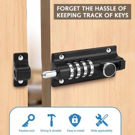 Digit Combination Locking Bolt,Combination Locking Bolt 4 Digit Sliding Lockable 120mm Stainless Steel Silded Garden Gate Latch for Wooden Gates,Sliding Lockable Padbolt Waterproof
