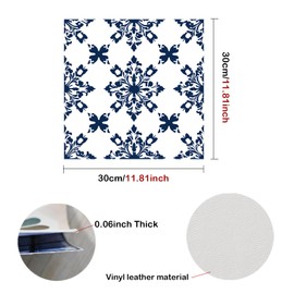 Nuxovilar Peel and Stick Vinyl Floor Tiles, 11.8"x11.8" Navy Blue Damask Pattern, 10-Pack Self-Adhesive Flooring