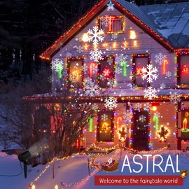 2 Pack Christmas Snowflake Projector Lights Outdoor, Led Rotating Snowfall Show Lights Waterproof Landscape Decorative Christmas Light Lighting for Xmas Holiday Garden Indoor Home Decoration Show