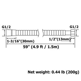 Flexible Shower Hose 59 Inches, APLusee 304 Stainless Steel Shower Tube With Swivel Brass Connector, Extension Replacement Part For Handheld Sprayer And Bidet, Oil Rubbed Bronze