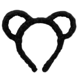 Oilmal Women Winter Thick Plush Headband Round Mouse Bear Ears Makeup Headband Bandana Black