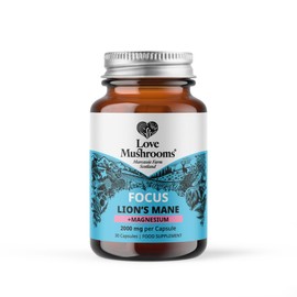 Love Mushrooms – Lion’s Mane Plus Magnesium Capsules | Cognitive Support, Relaxation, Bone & Muscle Health | 30 Capsules, Vegan, Made in UK