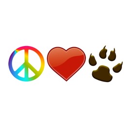 Bargain Max Decals Peace, Love, Dogs Paw Print Window Laptop Car Sticker 6" Wide