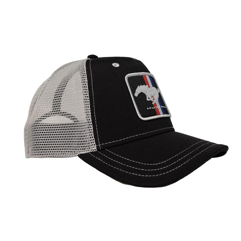 Ford Mustang Trucker Hat Embroidered 100% Recycled Polyester Blue Black,