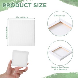 Yeaqee 50 Pcs Mini Painting Canvases Stretched Canvases Panels Square Blank White Small Canvas Boards for Oil, Acrylic Watercolor Paint Painting Birthday Party Favors (Thick,4 x 4 Inch)