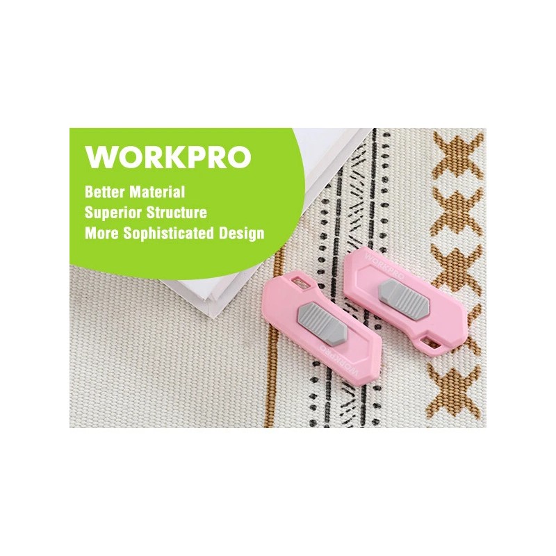 WORKPRO Safe Ceramic Box Cutter Small 2PC-PINK w/Extra Blades Quick