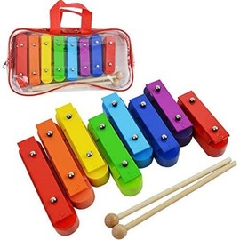 A-Star Colorful Chime Set of 8 Soprano Diatonic Rainbow Chime Xylophone with Two Wooden Beaters in Carry Bag - C6 to C7