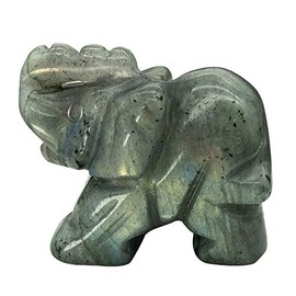 Ladeukoi Hand Carved Healing Crystal Elephant Figures, Lucky Bag Stone Animal Statue Sculpture Home Decoration, White Moonstone