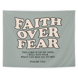 LUVADIAN Faith Over Fear Christian Tapestry - Bible Verses Christian Tapestry Wall Hanging for Bedroom Living Room Decor, Christian Wall Blanket Decor, Christian Home Decor, 50x60 Inches