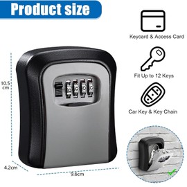 Kiuiom Key Safe Wall Mounted, Key Safe Outdoor, Key Safe with Number Code Key Box with Code Key Safe Weatherproof Key Hiding Place for Garage School Office