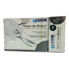 Hergom Hoja Para Bisturí Hergom #15 Acero Inox Caja Con 100 Hojas