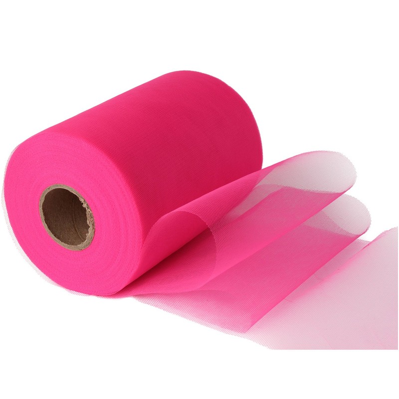 Fluorescent Red Tulle Roll Spool 6 Inch x 100 Yards