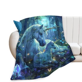 Unicorn Blanket for Girls Unicorn Throw Blanket Unicorn Gifts and Decor White Horse Blanket for Girls Women Men Boys Soft Warm Cozy Fleece Blanket for Couch Sofa ​Bed 50"x40"