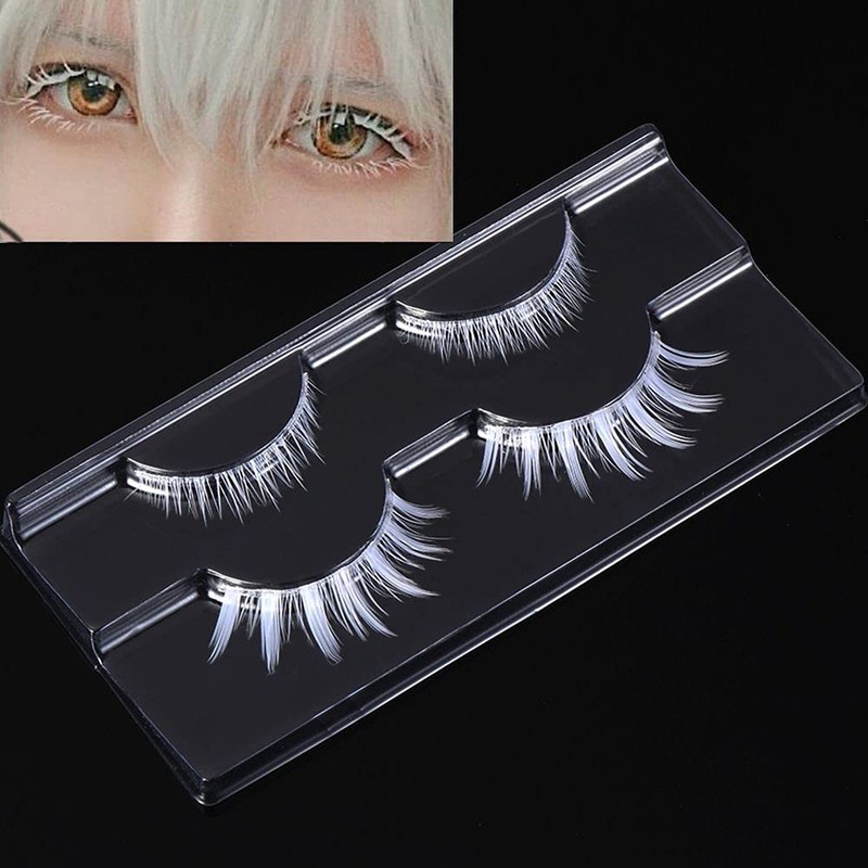 2 Pairs White False Eyelashes Cosplay Eyelashes Fashion Extension Makeup