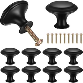 10 pomos para muebles negros, pomos para armarios, cajones, redondos, tiradores de cocina, tiradores de muebles, tiradores de acero inoxidable, pomos de puerta para cajones, armarios, muebles, cómodas