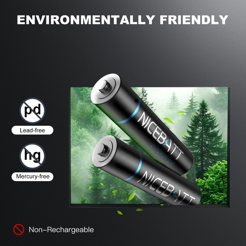 NICEBATT Lithium Batteries AAA, 1200mAh High Capacity, 1.5V Triple A