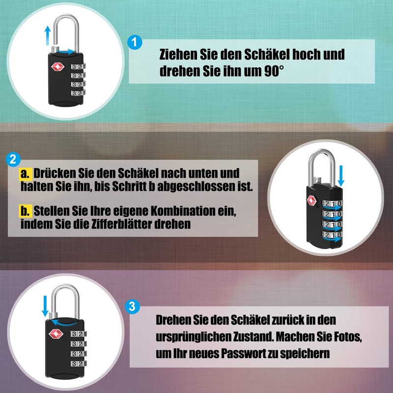Diyife TSA Luggage Locks, [4 Pieces] 4 Digit Combination Locks,