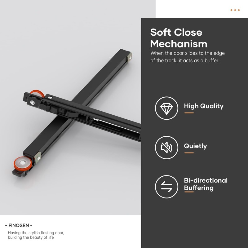 FINOSEN 34inch Concealed Sliding Barn Door Hardware with Soft Close