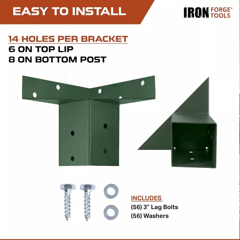 Iron Forge Tools Deer Stand Brackets, 4x4 Green Powder Coated