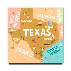 Texas map Square Fridge Magnet Dallas Poster Houston Travel Souvenir San Antonio