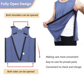 Siomlana Unisex Tear Away Shoulder Surgery Recovery Tank Tops, Post Surgery Snap Shirt, Paralyzed Bedridden Patient Clothing, Post-op Care Sleeveless Shirt for Fracture Surgery Patients(Blue)