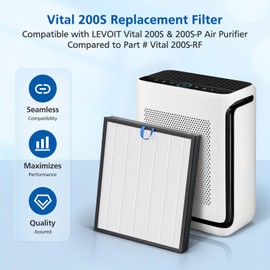 Vital 200S Replacement Filt-er for LEVOIT Vital 200S and Vital 200S-P Air Purifi-er, 2 Pack H13 True HEPA and High-Efficiency Activated Carbon Filte-r, Vital 200S-RF, LRF-V201-WUS, White