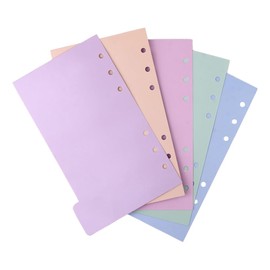 Leadigol A5/A6 Binder Dividers, Insertable Multicolor Tabs 6 Ring 5-Tab Paper Binder Dividers Binder Index Dividers Page Tab Indexing Cards