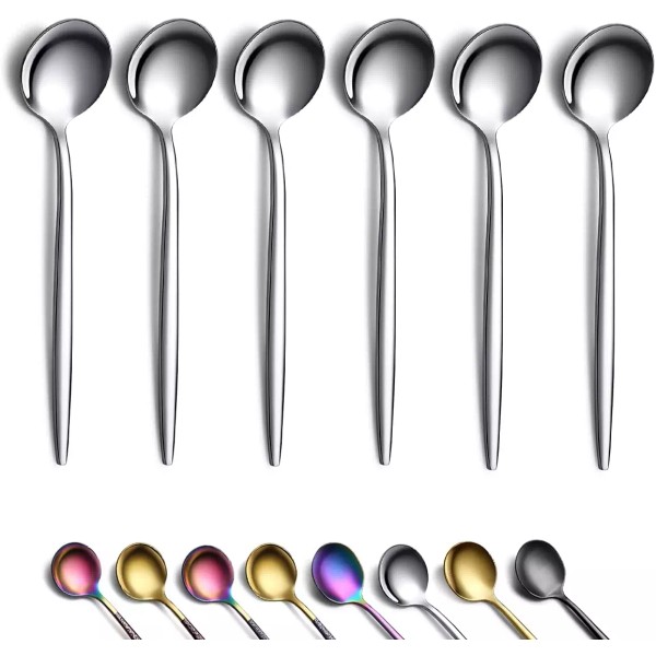 Coffee Spoons Set of 6, Stainless Steel 5.1" Demitasse Spoons,