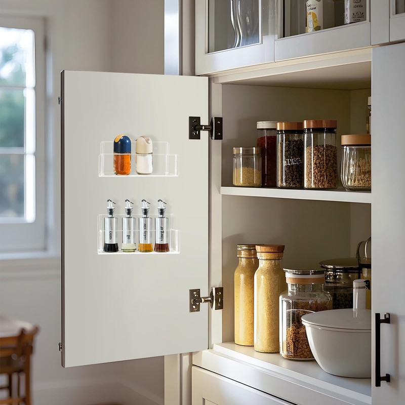 Acrylic Spice Rack Wall Mount-6 Inch, Clear Spice Shelf Storage