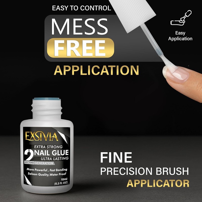 EXSIVIA Super strong nail acrylic & tips (10ml) Durable brush