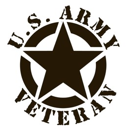 US Army Veteran Star Vinyl Sticker Decals (Pack of 2) for Car Bumper Window Laptop Phone Tablet (4" x 3.7", Black)