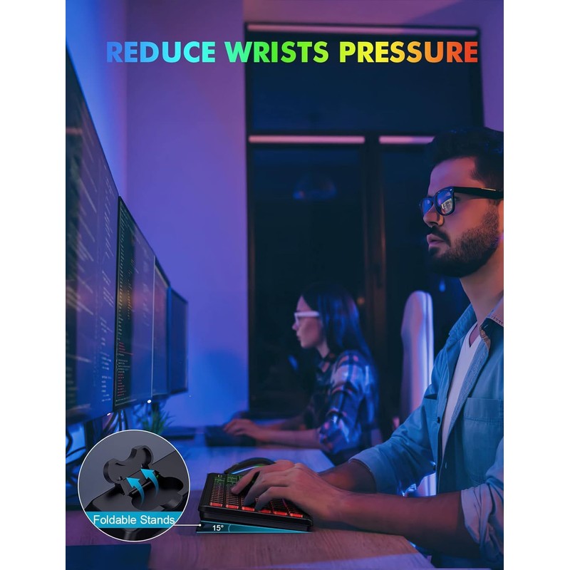 Wireless Keyboard and Mouse Combo, RGB Backlit, Rechargeable & Light