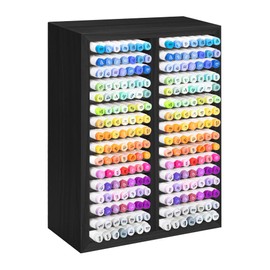 PROLEE Marker Storage Organizer for 224 Markers,Wooden Alcohol Marker Holder with 32 Slots,Markers Pens Pencils Art Supply Storage Rack for Desk Home Classroom Office Decor (Black, 15“x11”x5.2 “)