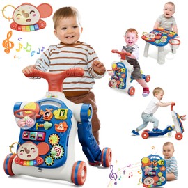 QDRAGON 5 in 1 Push Walkers for Baby Boys, Toddler Learning to Walk, Sit to Stand Walker, Early Learning Push Toy for Infant 12+ Months, Navy Blue