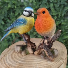 Vivid Arts - British Birds Robin & Blue Tit Home or Garden Decoration