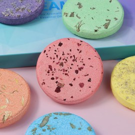 6PCS Aromatherapy Shower Tablets, Shower Steamers Tablets, Essential Oil Infused with Dried Flowers, Gift Box